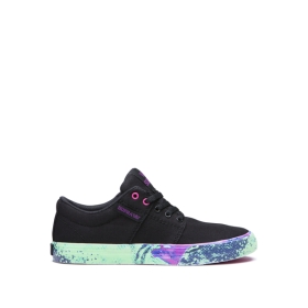 Supra Kids STACKS II VULC Black/neon Acid Low Top Shoes | CA-45638